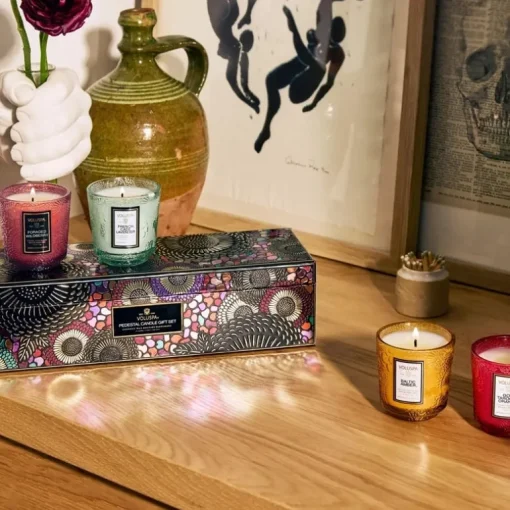 Giftset Voluspa 4 Petite Pedestal Candle Japonica 2024