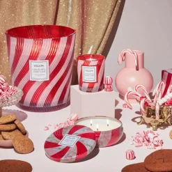 Voluspa Crushed Candy Cane Textured Glass Candle 184g
