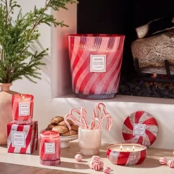Voluspa Crushed Candy Cane Textured Glass Candle 184g