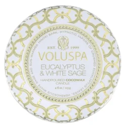 Voluspa Decorative Tin Candle Eucalyptus & White Sage 113g