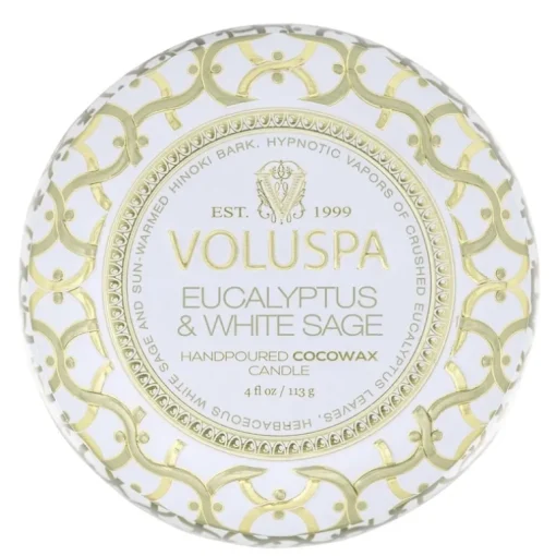 Voluspa Decorative Tin Candle Eucalyptus & White Sage 113g