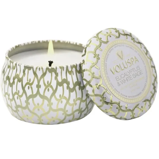 Voluspa Decorative Tin Candle Eucalyptus & White Sage 113g