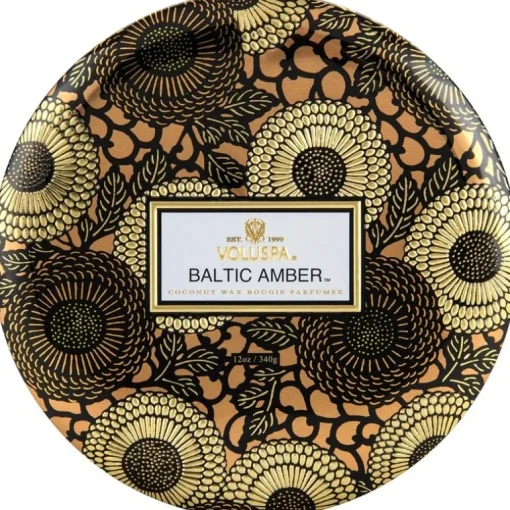 Voluspa 3-Wick Candle Decorative Tin Baltic Amber 340g